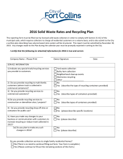 2015 Solid Waste Rates and Recycling Plan
