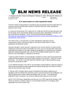 The BLM recently issued guidance on processing land use proposals and permit applications for exploration and site characterization studies for potential subsurface carbon sequestration projects on BLM lands.