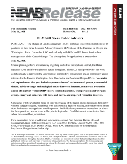 BLM Still Seeks Public Advisors
