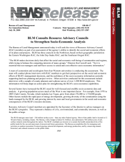 BLM Consults Resource Advisory Councils to Strengthen Socio-Economic Analysis