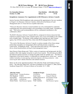 Oregonians Named to Resource Advisory Councils