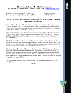 BLM Announces Waiver of Fees for Veterans and Member of U.S. Armed Forces on Veterans Day