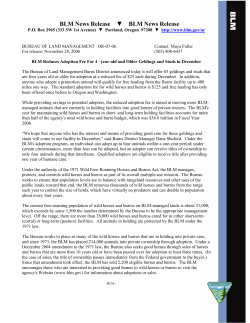 BLM Reduces Adoption Fee For 4-year-old and Older Geldings and Studs in December