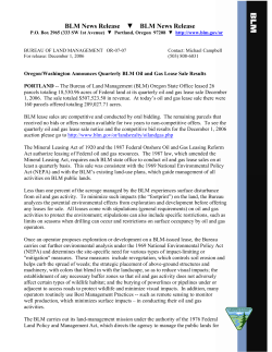 Oregon/Washington Announces Quarterly BLM Oil and Gas Lease Sale Results