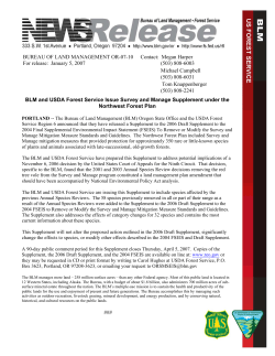 BLM and Forest Service Issue Survey and Manage Supplement under the Northwest Forest Plan