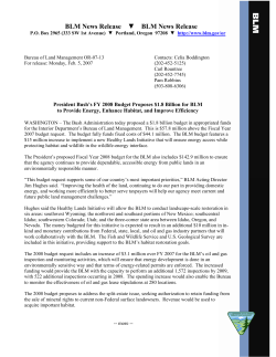 President s 08 Budget Proposal Includes $1.8 Billion for BLM Initiatives