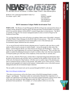 BLM Announces Unique Public Involvement Tool