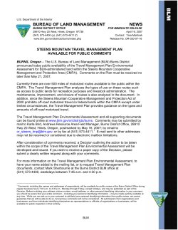 Steens Mountain Travel Managment Plan Available for Public Comments