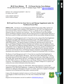 Survey and Manage Supplement Under the Northwest Forest Plan