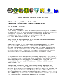 Federal wildland fire suppression agencies call for community assistance and wildland-urban interface project proposals for Fiscal Year 2007