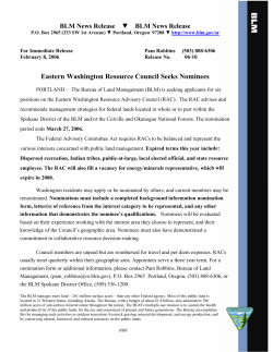 Eastern Washington Resource Council Seeks Nominees