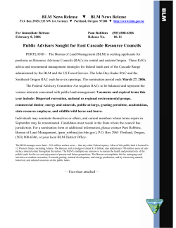 Public Advisors Sought for East Cascade Resource Councils