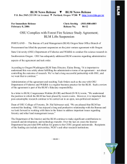 OSU Complies with Forest Fire Science Study Agreement BLM Lifts Suspension
