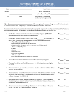 Lot Grading Certificate