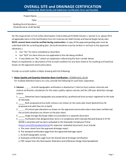 Commercial, Multi-family and Subdivision Certification with During Construction Inspection Checklist