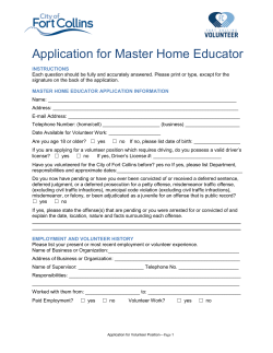 Application for Master Home Educator