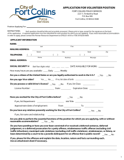 APPLICATION FOR VOLUNTEER POSITION
