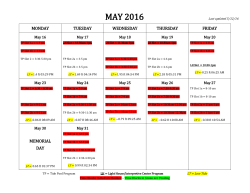 2016 Spring Reservation Schedule