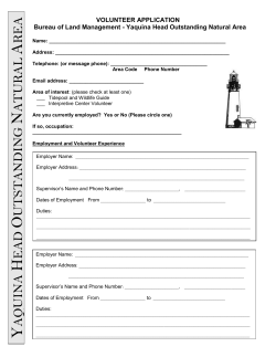 Application for Lighthouse Keeper, Tidepool Guide and Interpretive Center Volunteers