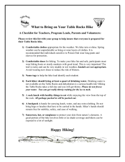 Table Rock Hiking Checklist