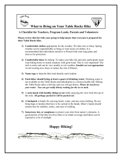 Table Rock Hiking Checklist