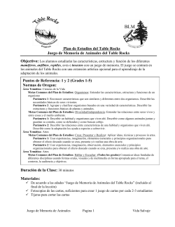 Juego de Memoria de Animales del Table Rocks