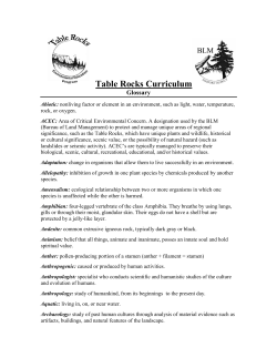 Table Rocks Glossary
