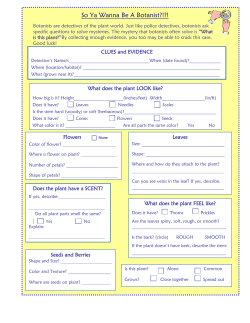 So Ya Wanna Be A Botanist?