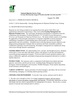 Call for Sponsorship - Grazing Management for Riparian-Wetland Areas Training