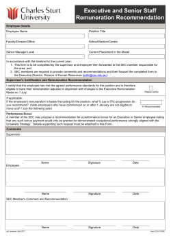 Check out the Executive and Senior Employee Remuneration Recommendation