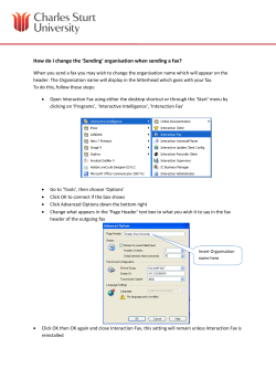 How do I change the sending organisation in the header in Interaction Fax?