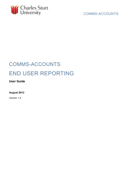 Comms Accounts End User Reporting - User Manual