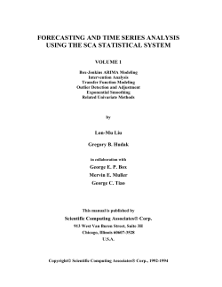 Forecasting and time series analysis using the SCA statistical system