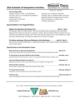 2016 Calendar of Events