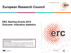 ERC Starting Grants 2014 Outcome: Indicative statistics (Update)