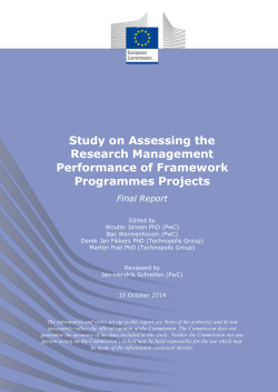 Study on Assessing the Research Management Performance of Framework Programmes Projects