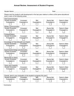 Supplementary Form for the Annual Review Assessment of Student Progress