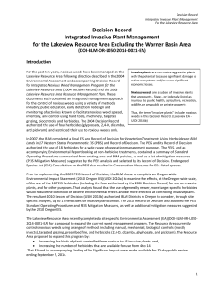 Decision Record: Invasive Plant Management for the Lakeview Resource Area Excluding the Warner Basin
