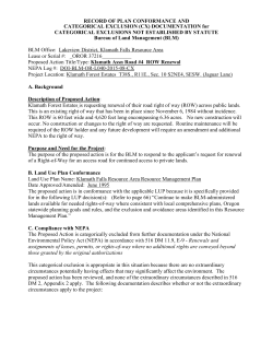 Klamath Road Association Road ROW Categorical Exclusion