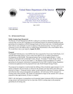 Swan Lake Geotechnical Investigations Scoping Letter