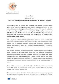 Extra ERC funding to test market potential of 50 research projects
