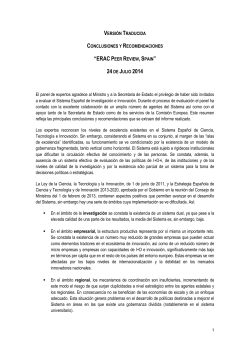 ERAC Peer Review, Spain - Conclusiones y recomendaciones