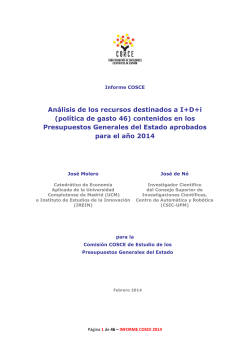 An lisis de los recursos destinados a I+D+i contenidos en los Presupuestos Generales del Estado para el a o 2014