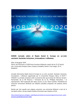 Sessi informativa sobre el Repte Social 6 (H2020)