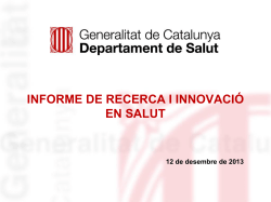 Informe de Recerca i Innovaci en Salut - Presentaci