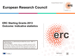 ERC Starting Grants 2013 Outcome: Indicative statistics