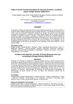 ndice H de las revistas espa olas de Ciencias Sociales y Jur dicas seg n Google Scholar (2002-2011
