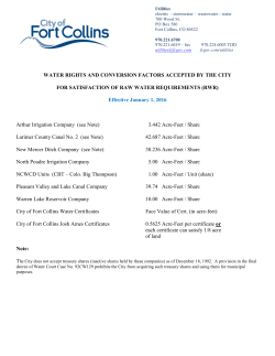 Water Rights and Conversion Factors Accepted by the City