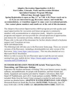 Programs for individuals with Visual Impairments