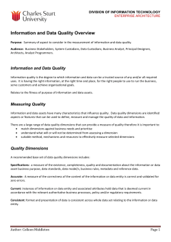 Information and Data Quality Overview